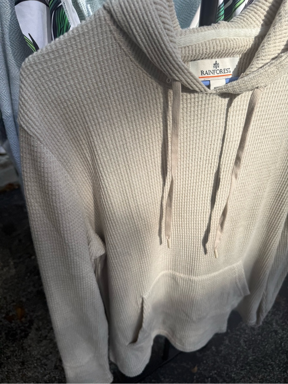 RAINFOREST Light Beige Waffle Knit Hoodie